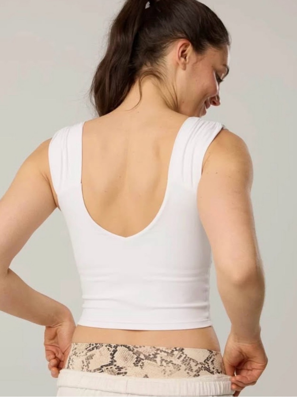 White Ruched Crop Tank - Picture 2 of 5